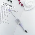 Elegant purple gradient beaded ballpoint pen decorated with pearls and rhinestones - 1.0mm Bullet Tip / Gradient Purple
