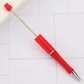 Vibrant red DIY beadable ballpoint pen featuring a sturdy metal rod for creative crafting - 1.0mm Bullet Tip / Fluorescent Rose Red
