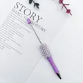 Elegant purple beadable pen with faux pearl embellishments for DIY crafting - 1.0mm Bullet Tip / Morandi Purple
