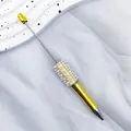 Elegant golden beadable pen decorated with white pearls and shimmering rhinestones for DIY - 1.0mm Bullet Tip / UV Yellow