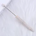 Premium DIY beaded ballpoint pen featuring speckled stone texture on white faux fur - 1.0mm Bullet Tip / White (119)