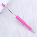 Elegant pink DIY beaded ballpoint pen with metal rod for creative craft projects - 1.0mm Bullet Tip / Purplish Red (118)