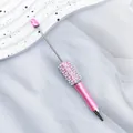 Elegant pink beadable ballpoint pen decorated with pearls and sparkly rhinestones - 1.0mm Bullet Tip / UV Rose Pink