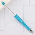 Turquoise blue DIY beaded ballpoint pen with a long metal rod for creative craft - Sapphire Blue