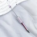 Elegant purple beaded ballpoint pen decorated with shiny pearls and rhinestones - 1.0mm Bullet Tip / UV Light Purple