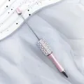Elegant pink pearl beaded ballpoint pen with sparkling crystal accents and metallic finish - 1.0mm Bullet Tip / UV Princess Pink