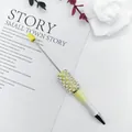 Elegant gradient yellow and white beaded ballpoint pen decorated with pearls and rhinestones - 1.0mm Bullet Tip / Gradient Yellow