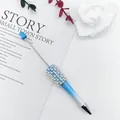 Blue and white gradient beadable ballpoint pen with elegant decorative white pearls - 1.0mm Bullet Tip / Gradient Blue
