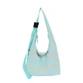 Stylish mint green nylon crescent shoulder bag featuring double front zipper pockets - Blue