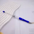 Blue DIY beadable ballpoint pen with transparent empty tube and metal rod - 1.0mm Bullet Tip / Klein Blue