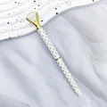 Eleganter weißer Kugelschreiber mit Goldpunkten und einem großen Kristall-Diamant-Aufsatz - Weiß
