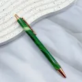 Elegant green marble pattern metal ballpoint pen with rose gold trim - 1.0mm Bullet Tip / Dark Green