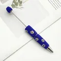 Bolígrafo de cuentas DIY creativo con un diseño de margarita de strass azul brillante - Punta de bala de 1,0 mm / Azul marino