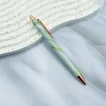 Elegant mint green marble pattern ballpoint pen with rose gold metal accents display - 1.0mm Bullet Tip / Light Green