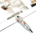 Custom Halloween DIY beaded ballpoint pen with sparkling rhinestones and pumpkin charms - White Rhinestone Mixed Patterns