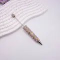 Stylo à bille luxueux entièrement orné de strass avec un design de cœur scintillant - Jaune