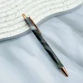 Elegant marble pattern ballpoint pen with rose gold metal accents - 1.0mm Bullet Tip / Dark Gray