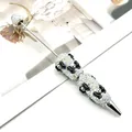 Halloween beaded ballpoint pen with black bows and skull charms, DIY rhinestone pen - White Rhinestone Skull Butterfly