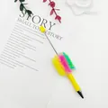 Creative rainbow gradient beadable ballpoint pen with a soft and colorful fluffy fur sleeve - Rainbow Yellow