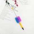 Charming creative ballpoint pen with colorful rainbow fluffy pom-pom and yellow body - Rainbow Orange
