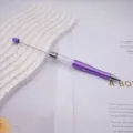 Elegant refillable DIY beadable ballpoint pen in metallic purple with extended rod - 1.0mm Bullet Tip / Morandi Purple