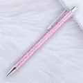 Elegant pink glitter ballpoint pen with silver metal accents on a soft white fur background - 20-Pink Purple (Silver Parts)