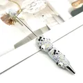 DIY Halloween beaded ballpoint pen featuring sparkling panda rhinestone charms. - White Belt Skull Buckle