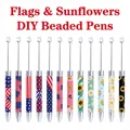 Bolígrafos de cuentas bandera de EE. UU. y girasol para regalos DIY personalizados - Colores Mezclados al Azar
