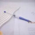 Elegant purple metallic DIY empty tube beadable pen featuring an extra long metal rod - 1.0mm Bullet Tip / Morandi Blue