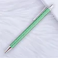 Elegant green glitter ballpoint pen with silver metal clip on white faux fur background - 12-Green (Silver Parts)