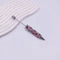 Stylo à bille perlé de luxe avec strass en cœur et cristaux roses brillants - Rose rouge