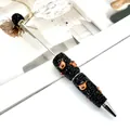 DIY Halloween beadable ballpoint pen featuring black rhinestones and pumpkin charms - Black Rhinestone Pumpkin Hat