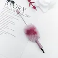 Elegant purple ballpoint pen featuring a soft fuzzy pom pom ball and metal needle tip - Gradient Pink