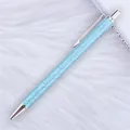 Light blue glitter ballpoint pen with silver metal accents on white fur background - 18-Sky Blue (Silver Parts)