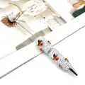 Halloween beaded ballpoint pen decorated with white rhinestones and pumpkin charms - White Rhinestone Pumpkin Hat