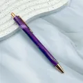 Elegant purple marble pattern metal ballpoint pen with luxury rose gold trim accents - 1.0mm Bullet Tip / Deep purple