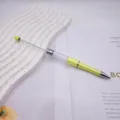 Professional lime green DIY beadable pen with extended silver rod for custom beads - 1.0mm Bullet Tip / Morandi Yellow