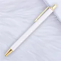 Elegant white glitter ballpoint pen with premium gold metal accents for business - 25-Porcelain White (Gold Parts)