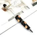 Halloween DIY beaded ballpoint pen with black rhinestones and pumpkin beads - Black Rhinestone Pumpkin Lantern