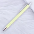 Elegant yellow glitter ballpoint pen with silver metallic accents for business gifting - 28-Iridescent Yellow (Silver Trim)