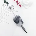 Fuzzy pom pom ballpoint pen featuring a grey plush ball and a comfortable grey barrel - Gradient Grey / 1.0mm Bullet Tip