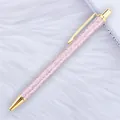 Elegant pink glitter ballpoint pen featuring luxury gold accents on white fur background - 21-Dark Pink (Gold Trim)