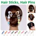 DIY beaded hair fork for bun hairstyles in various colors and designs - Multicolor