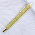 Luxury gold retractable ballpoint pen fully covered in sparkling yellow rhinestones - 1.0mm Bullet Tip / Lemon Yellow (Gold Hardware)