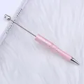 Elegante bolígrafo de cuentas DIY rosa en relieve con tallo de metal plateado fino - Rosa Claro Caramelo
