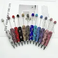 Elegant multicolor leopard print rhinestone ballpoint pens with sparkling crystal beads - Multicolor