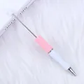 DIY plastic beading ballpoint pen in pink and white for custom handmade jewelry crafts - 1.0mm Bullet Tip / Pink & White