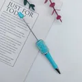 DIY mermaid bead pen with blue finish and crystal rhinestone detail - Candy Light Blue