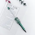 Green DIY beaded ballpoint pen with decorative crushed stones and star dust finish - Peacock Blue Style
