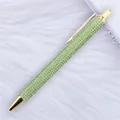 Luxury gold click ballpoint pen fully encrusted with shimmering green rhinestones - 1.0mm Bullet Tip / Light Green (Gold Hardware)